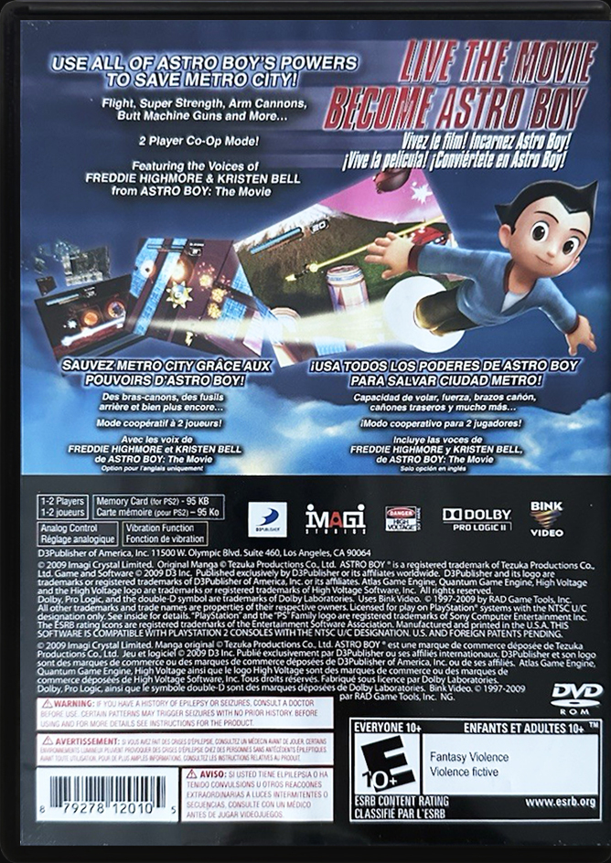 Astro Boy PS2 back side cover case