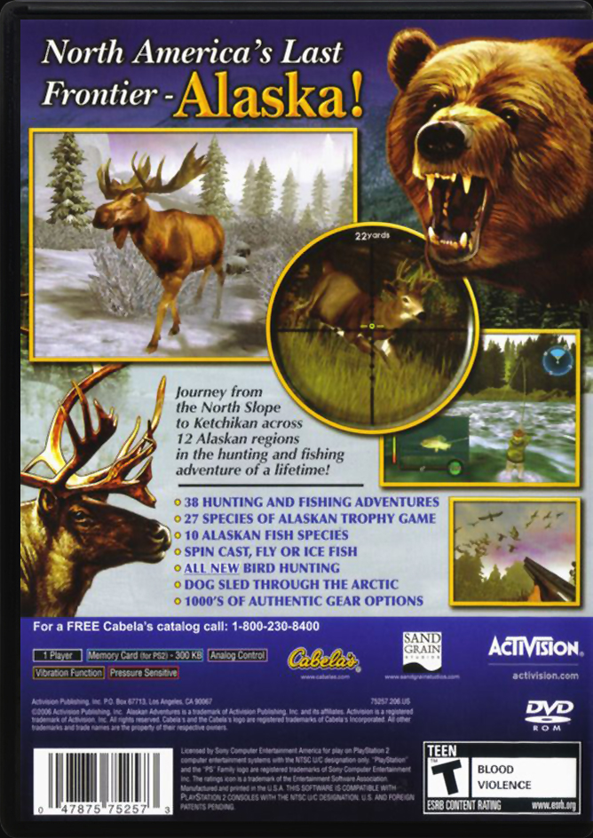 Cabelas Alaskan Adventures PS2 back side cover case