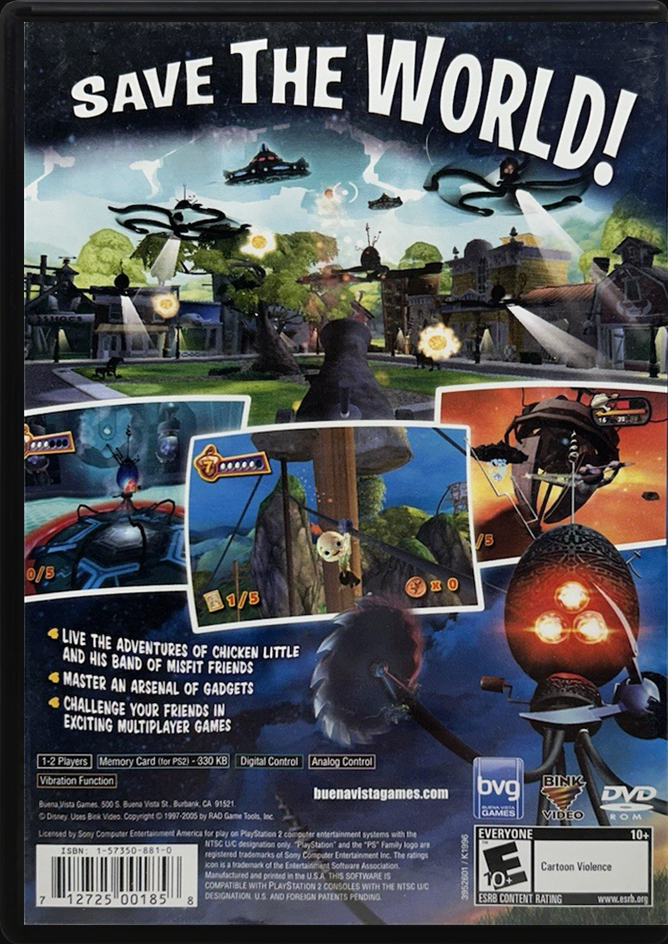 Disneys Chicken Little PS2 back side cover case