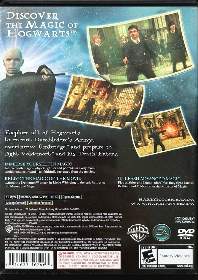 Harry Potter and the Order of the Phoenix PS2 back side cover case