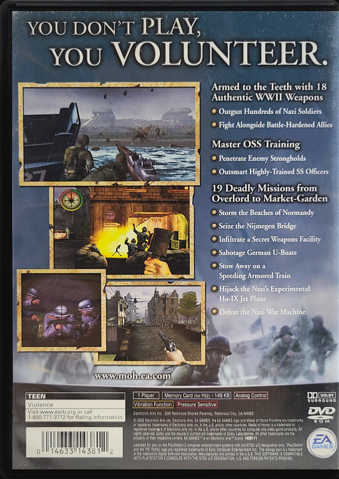 Medal of Honor Frontline PS2 back side cover case