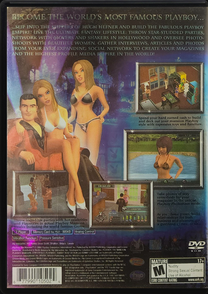 Playboy The Mansion PS2 PS2 back side cover case