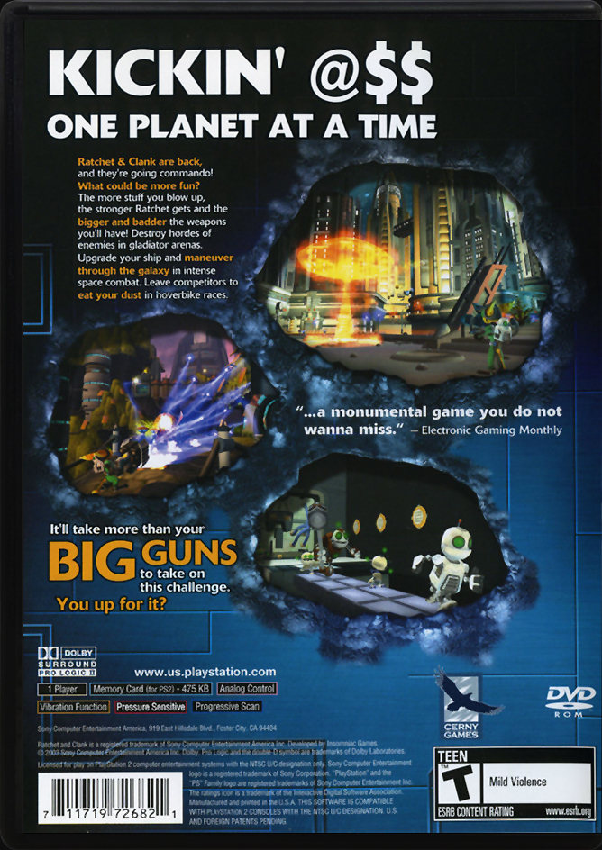Ratchet & Clank Going Commando PS2 back side cover case