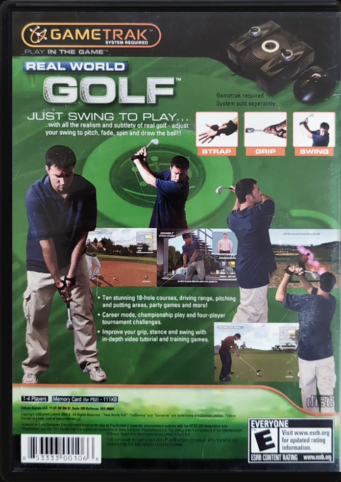 Real World Golf PS2  back side cover case