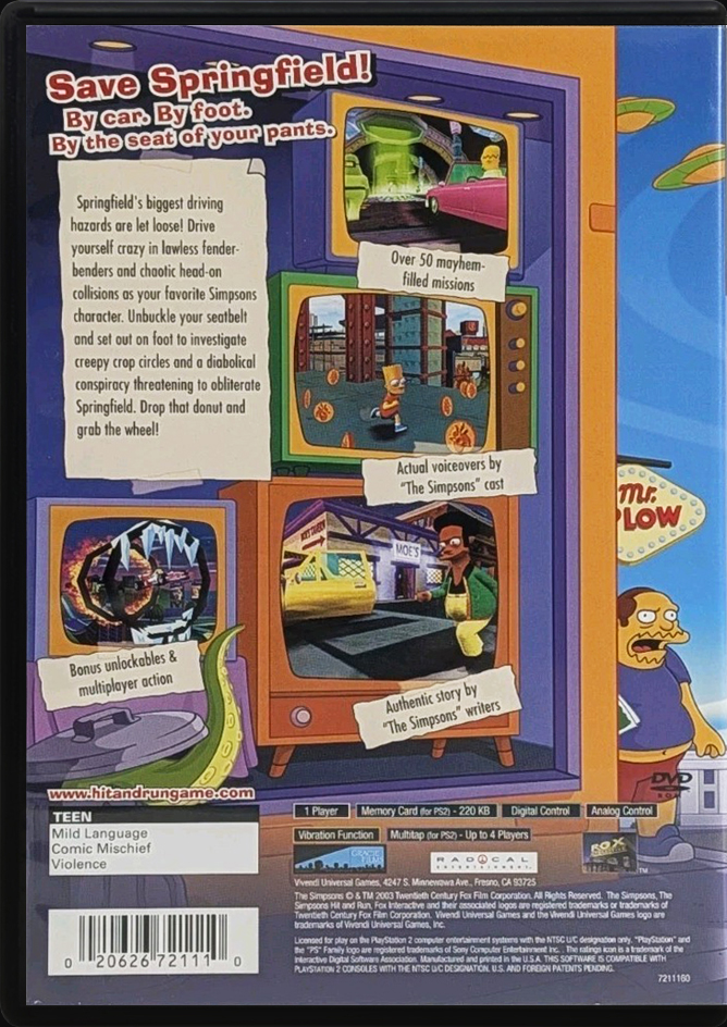 The Simpsons Game PS2 back side cover case