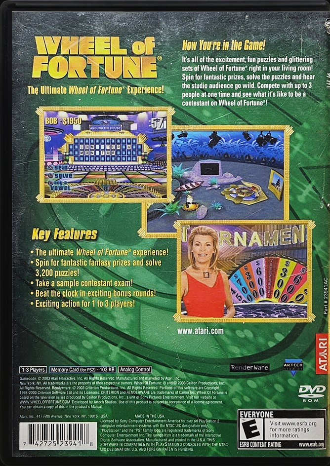 Wheel of Fortune PS2 back side cover case