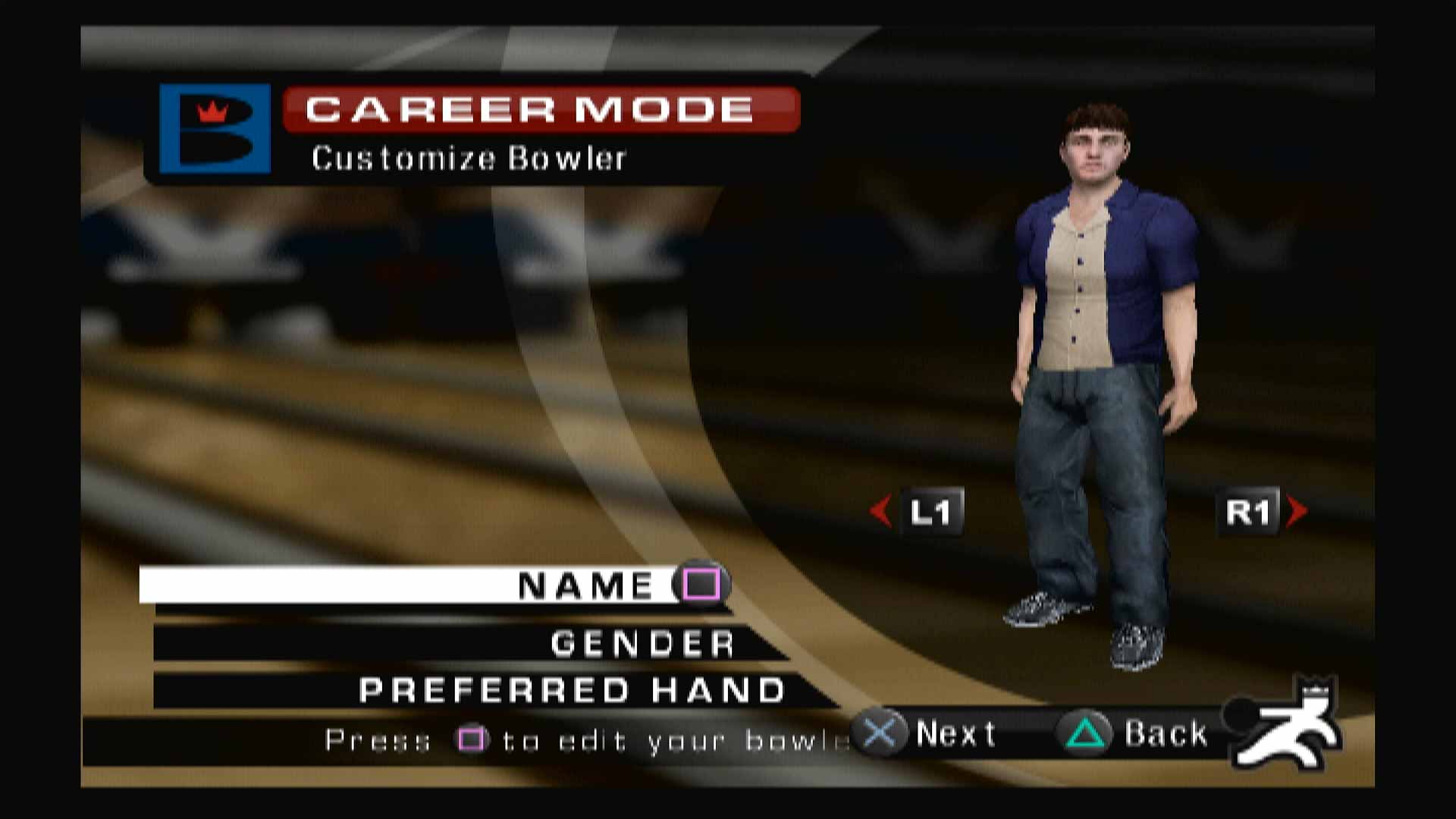 Brunswick Pro Bowling PS2 customize bowler