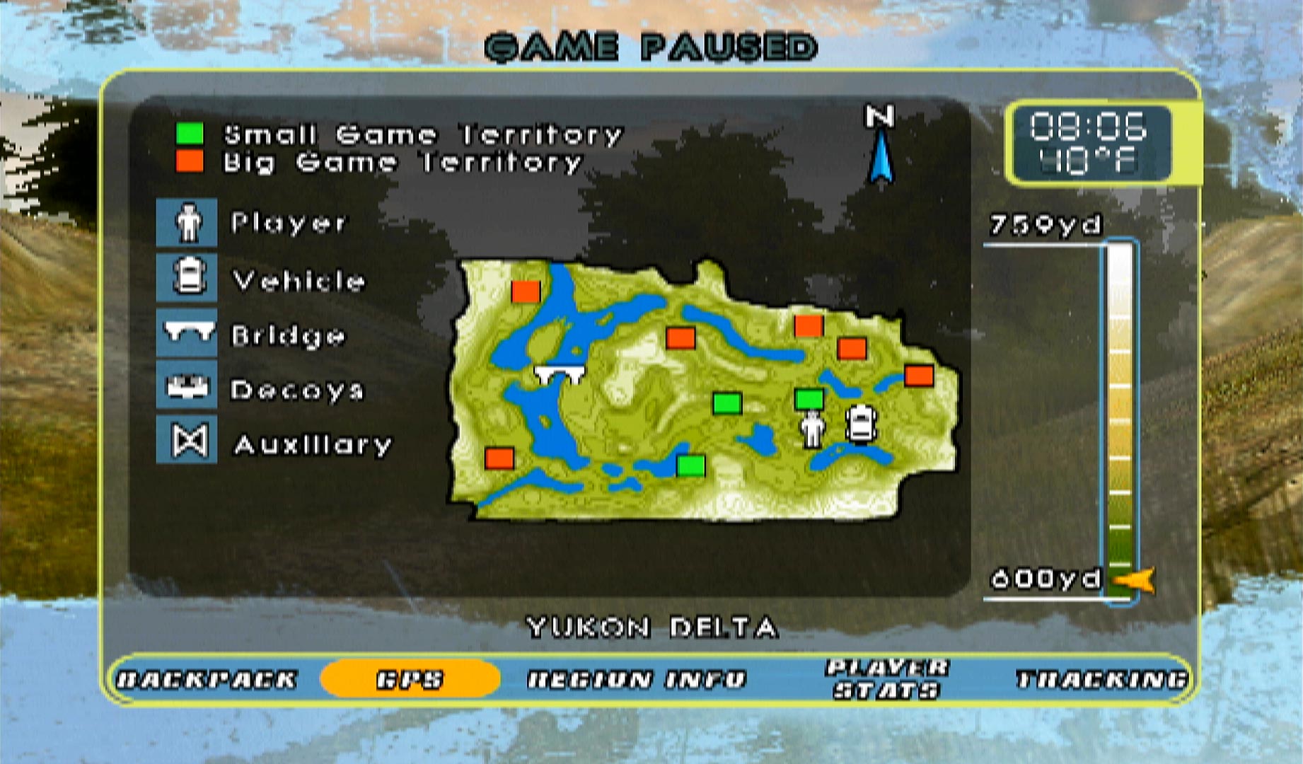 Cabela's Alaskan Adventures PS2 map legend