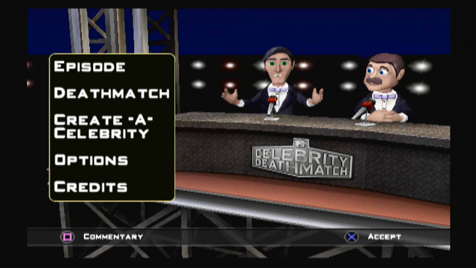 Celebrity Deathmatch MTV PS2 main menu