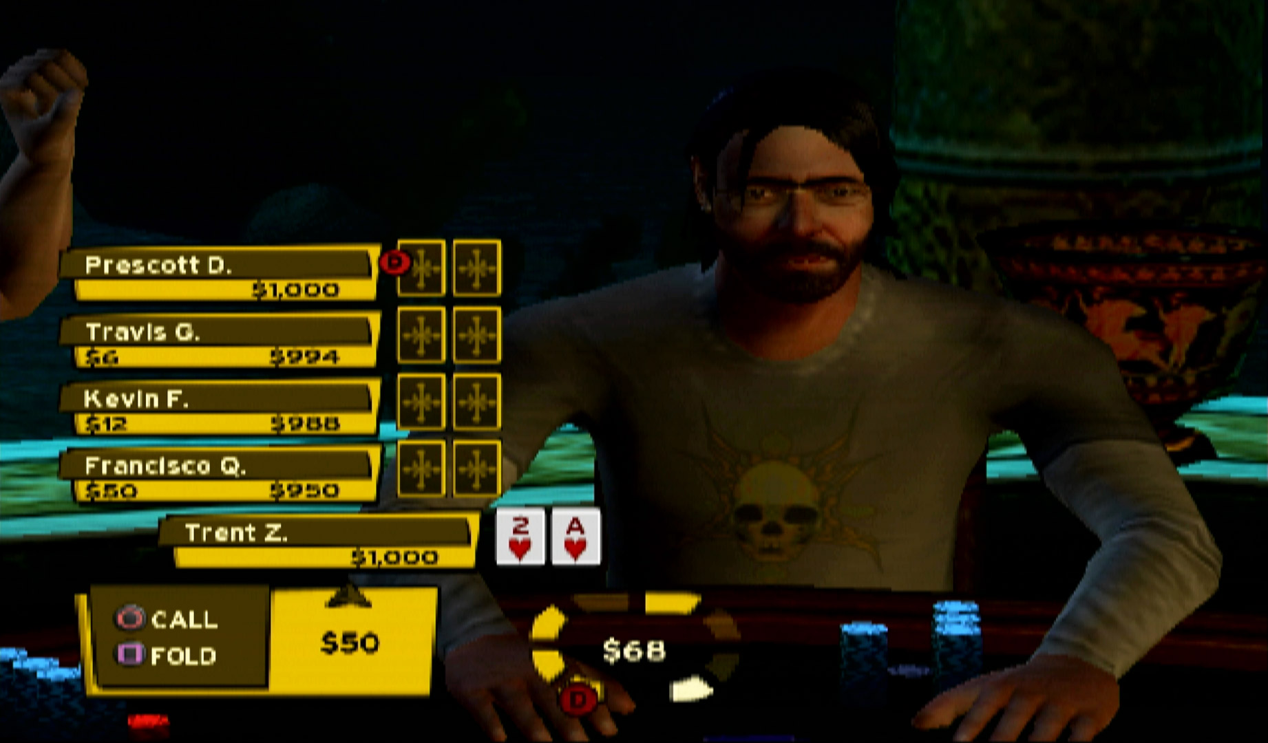 World Championship Poker All In PS2 call fold