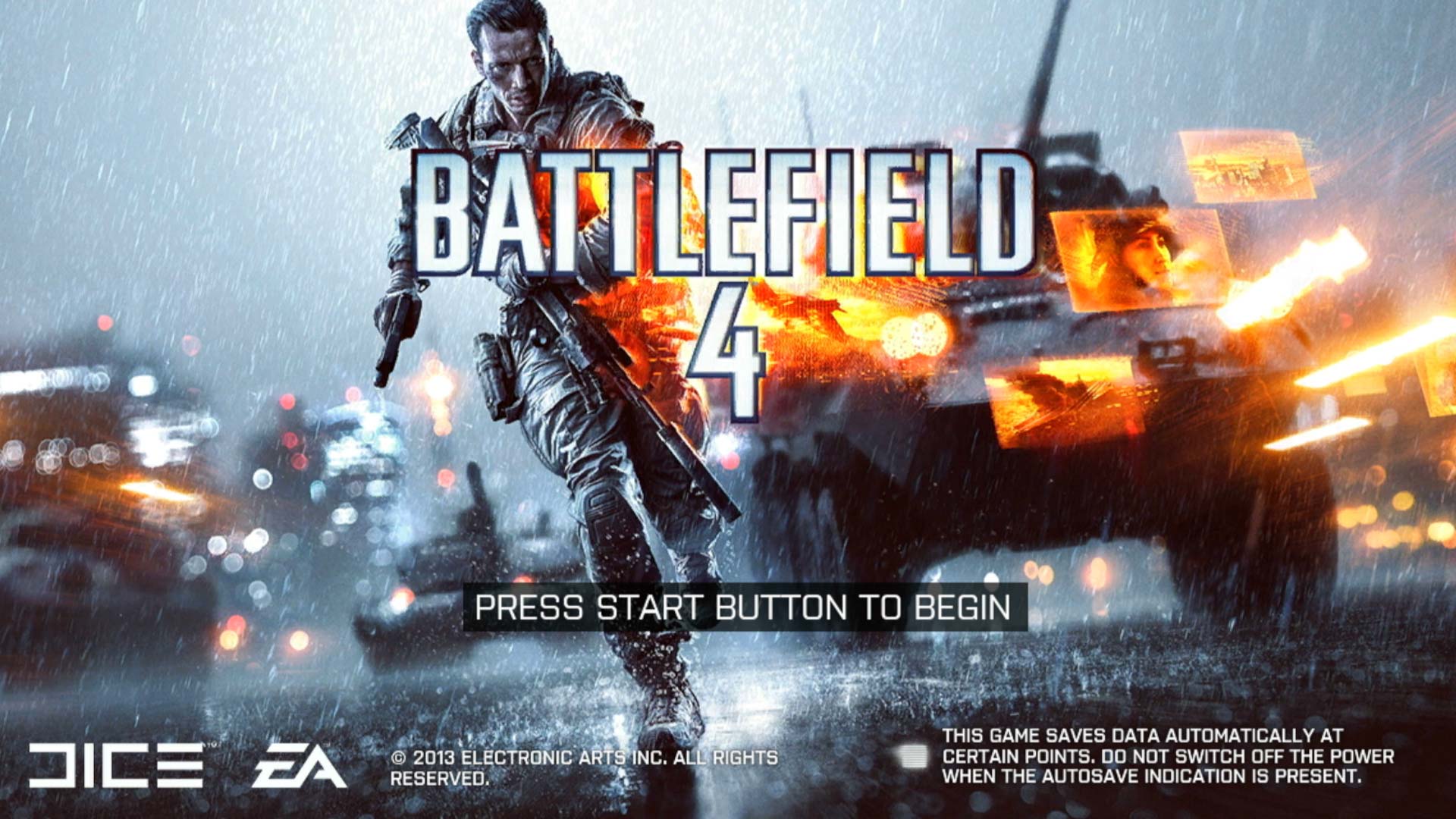 Battlefield 4 PS3 game title start screen