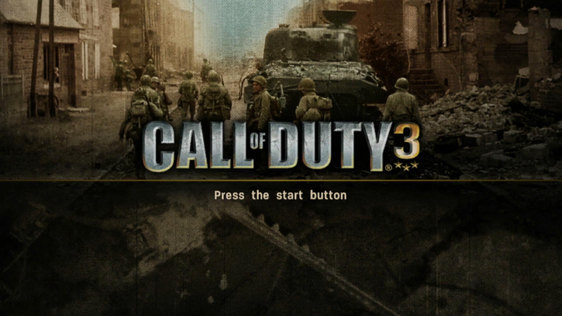 Call of Duty 3 PS3 title start screen