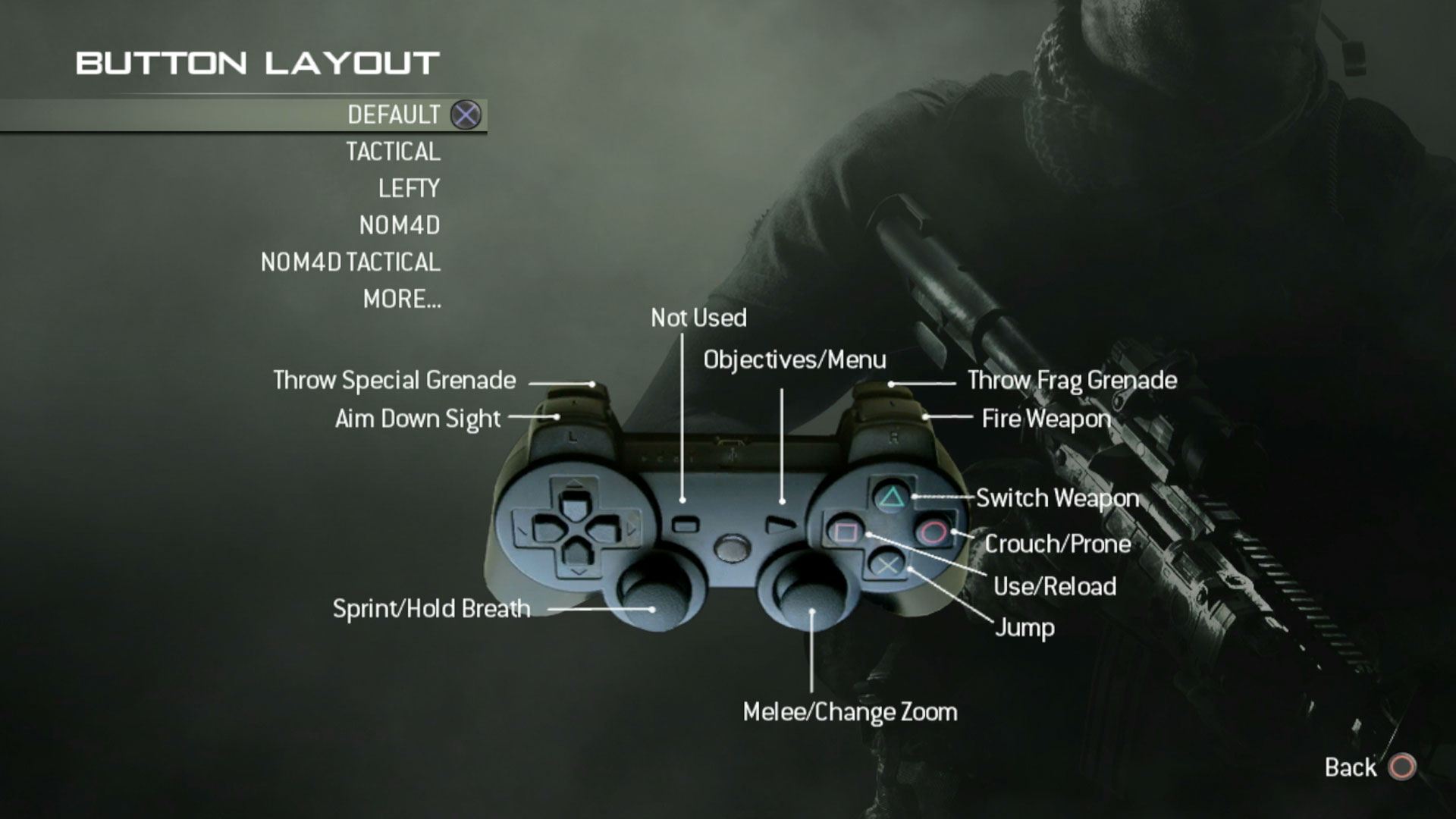 Call of Duty Modern Warfare 3 PS3 controller button layout