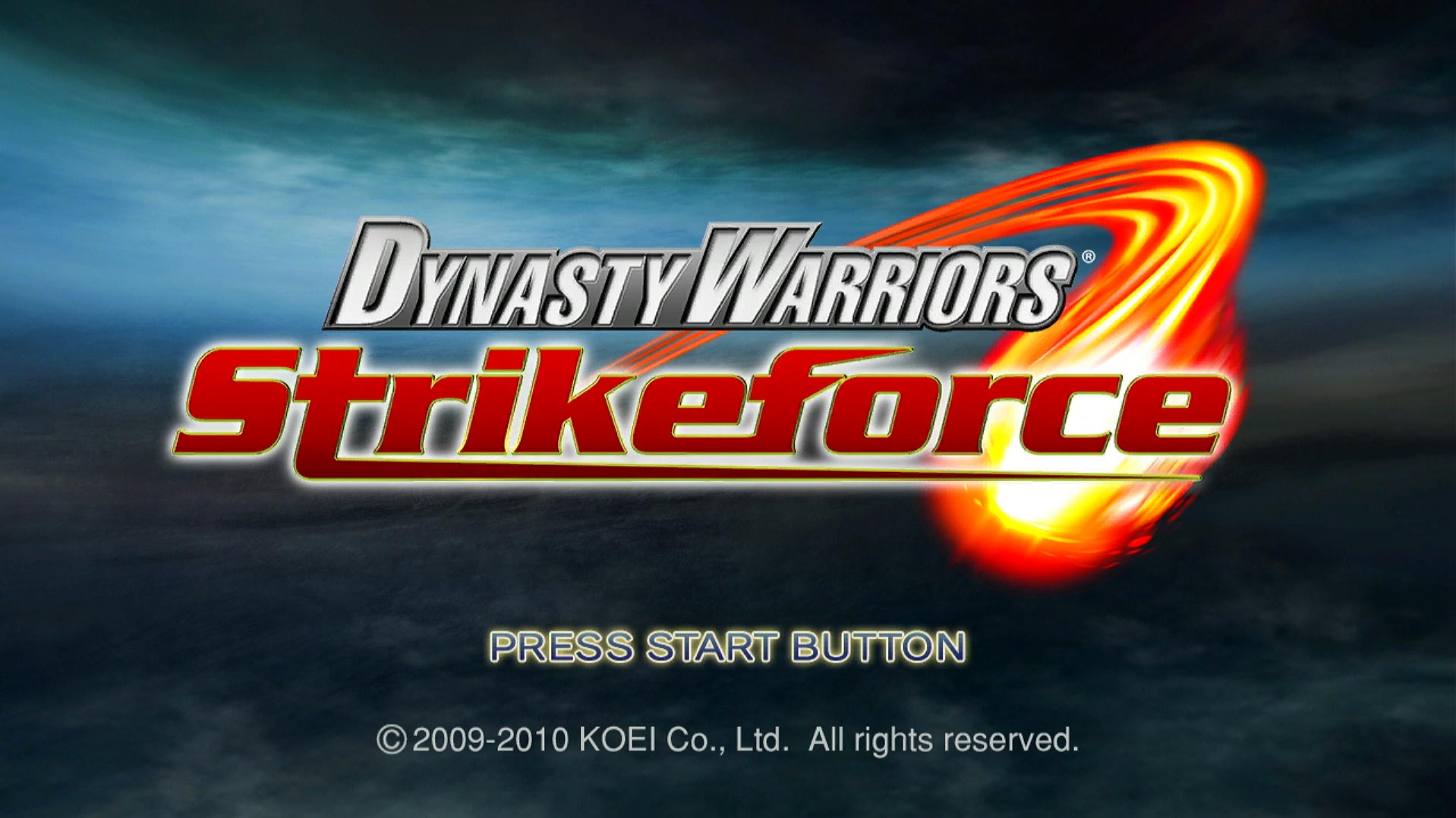 Dynasty Warriors Strikeforce PS3 game title press start screen