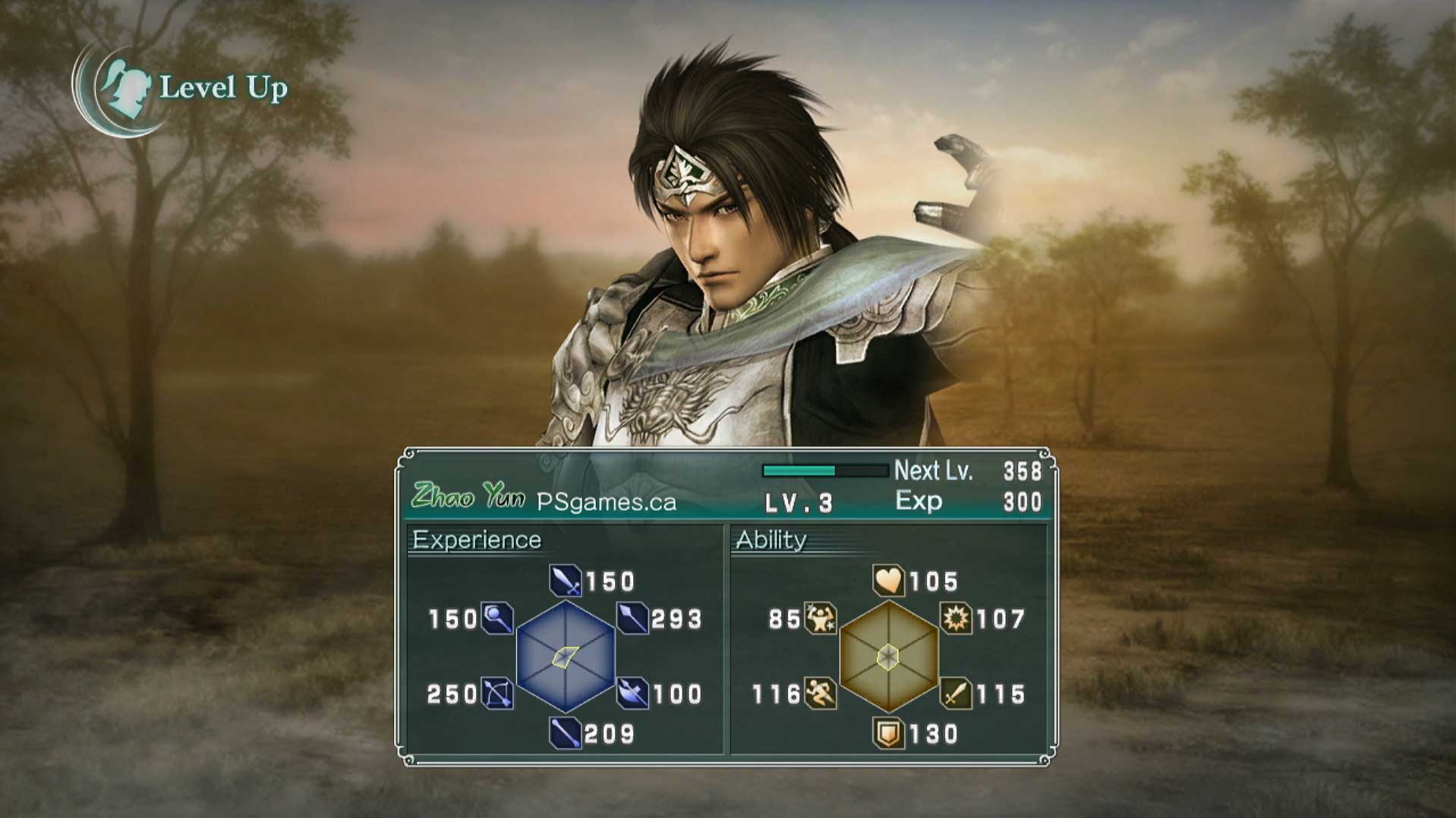 Dynasty Warriors Strikeforce PS3 level up screen