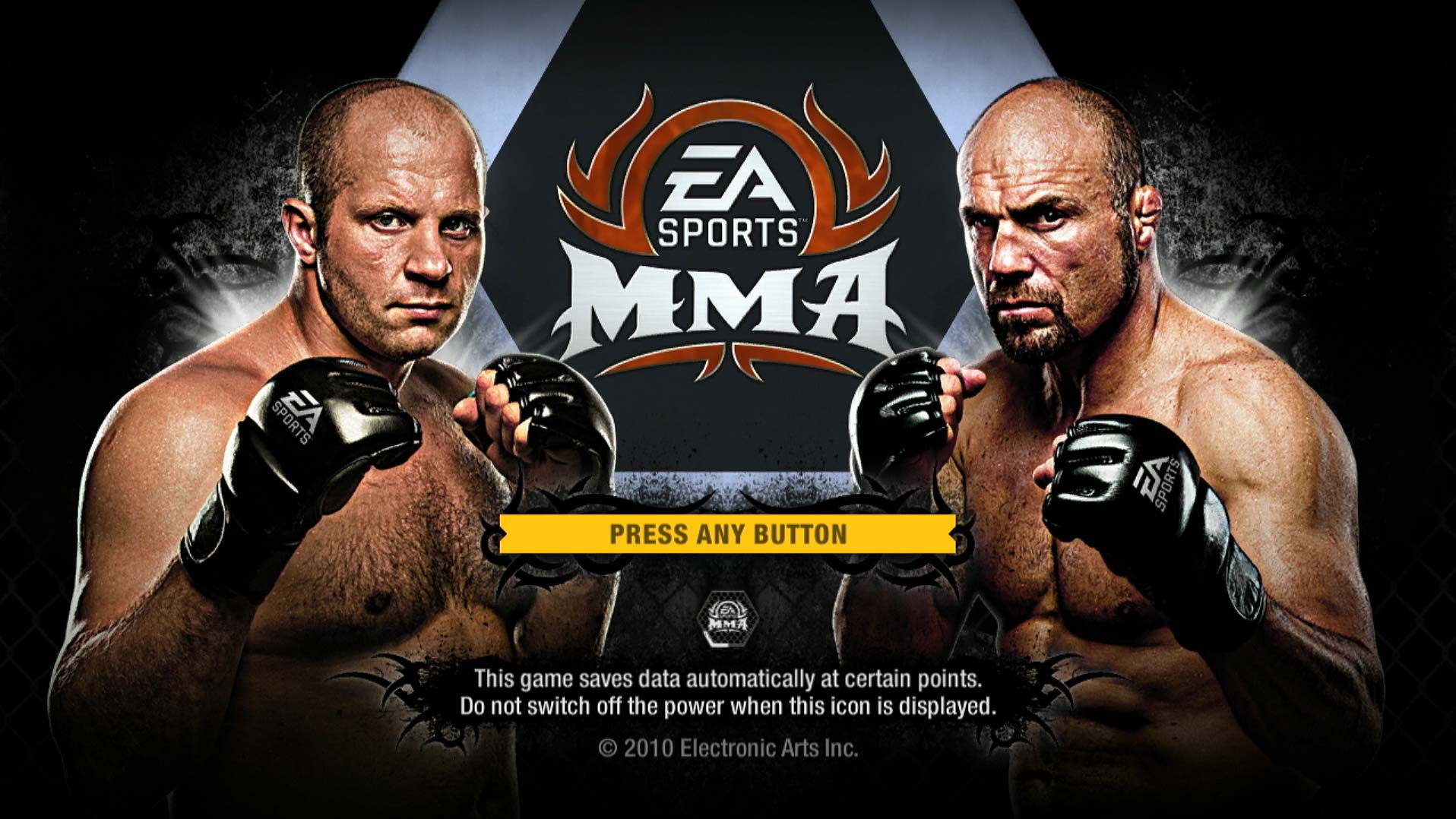 EA Sports MMA PS3 game title press start screen
