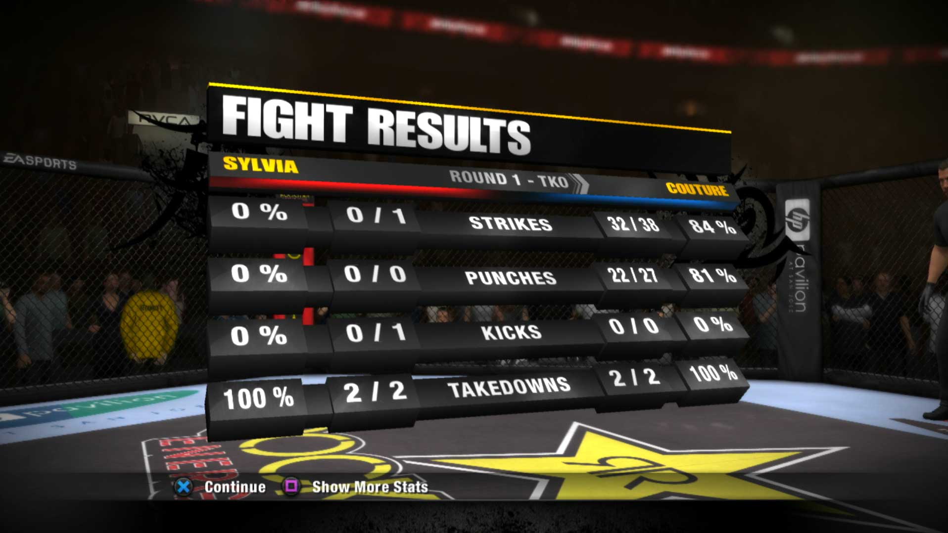 EA Sports MMA PS3 fight end results