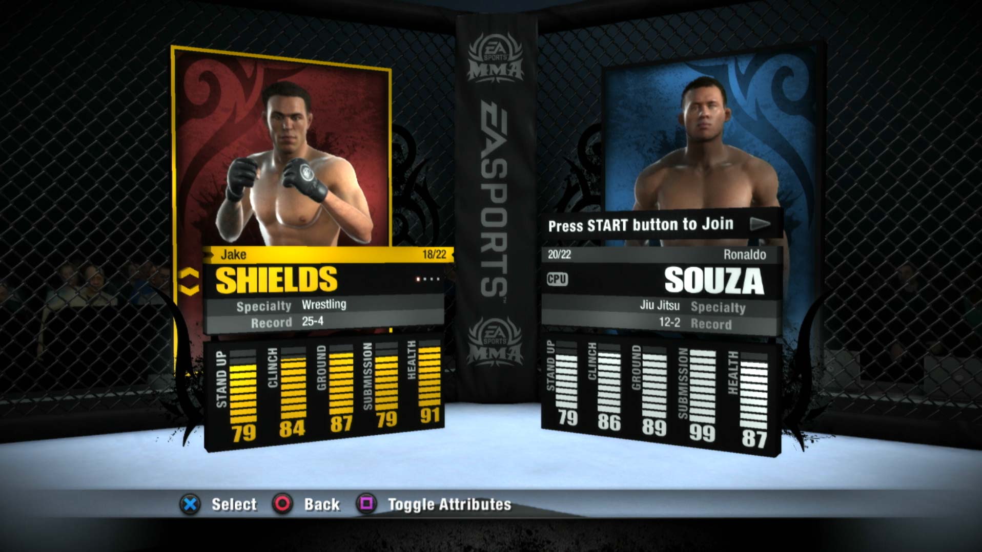 EA Sports MMA PS3 shields vs souuza game info