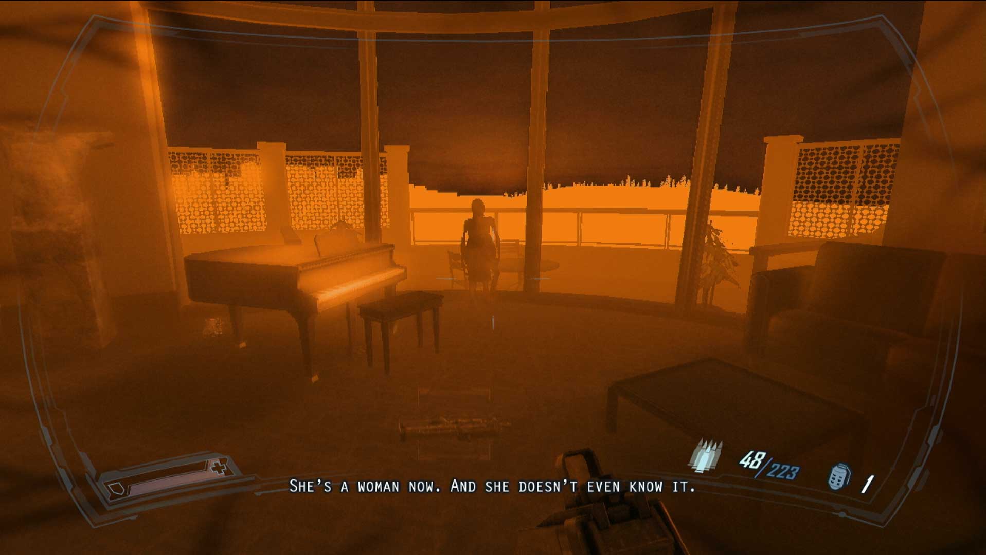 FEAR 2 Project Origin PS3 room orange silouette girl