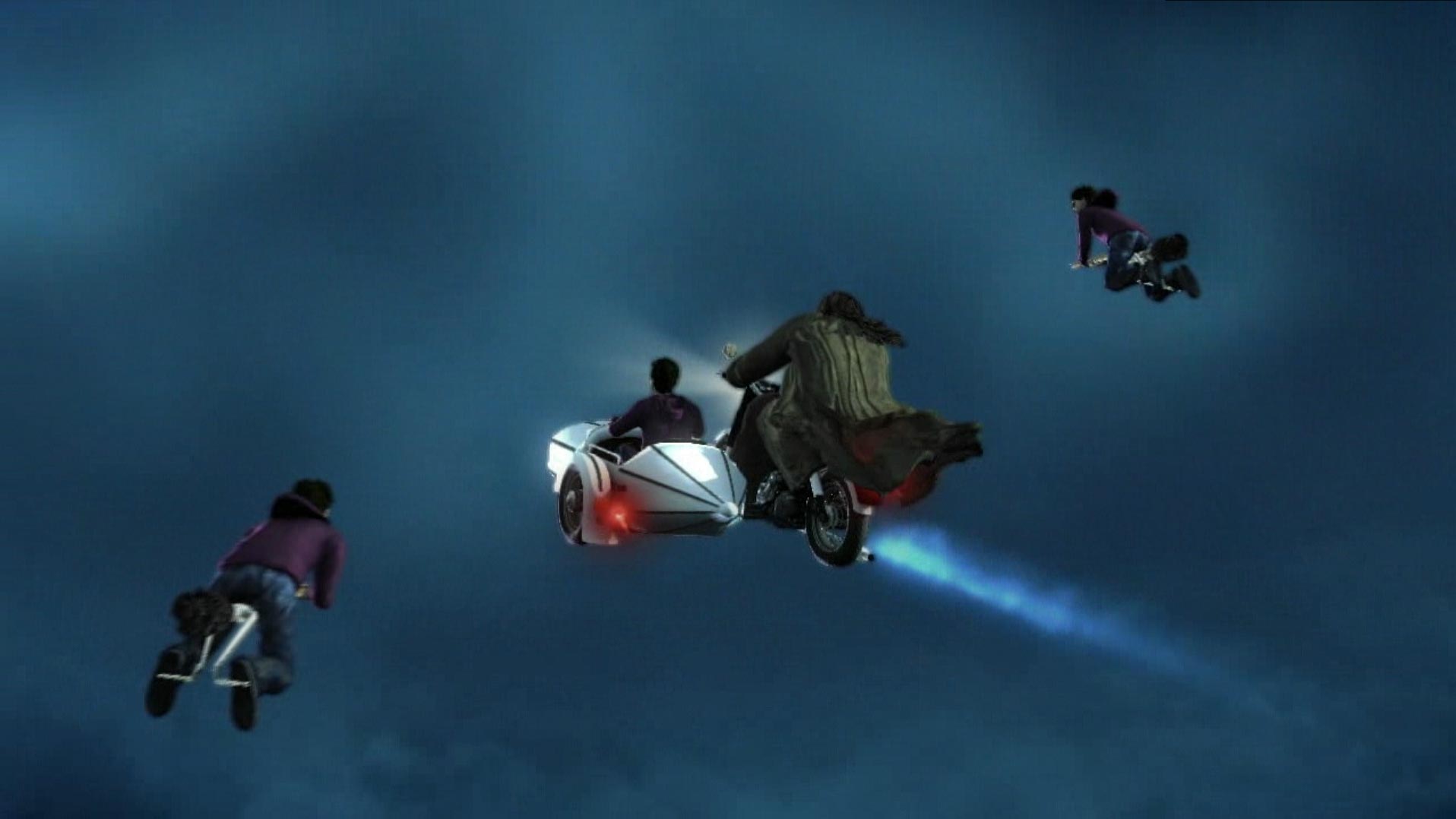 Harry Potter Deathly Hallows Part I PS3 motorcycle broomstick flying cutscene